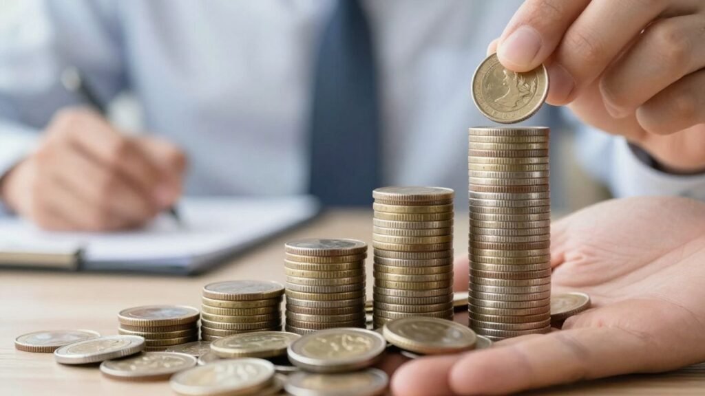 Rising stack of coins