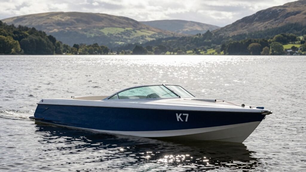 Bluebird K7 speed boat on Coniston Water.