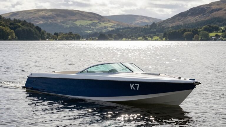 Bluebird K7 speed boat on Coniston Water.
