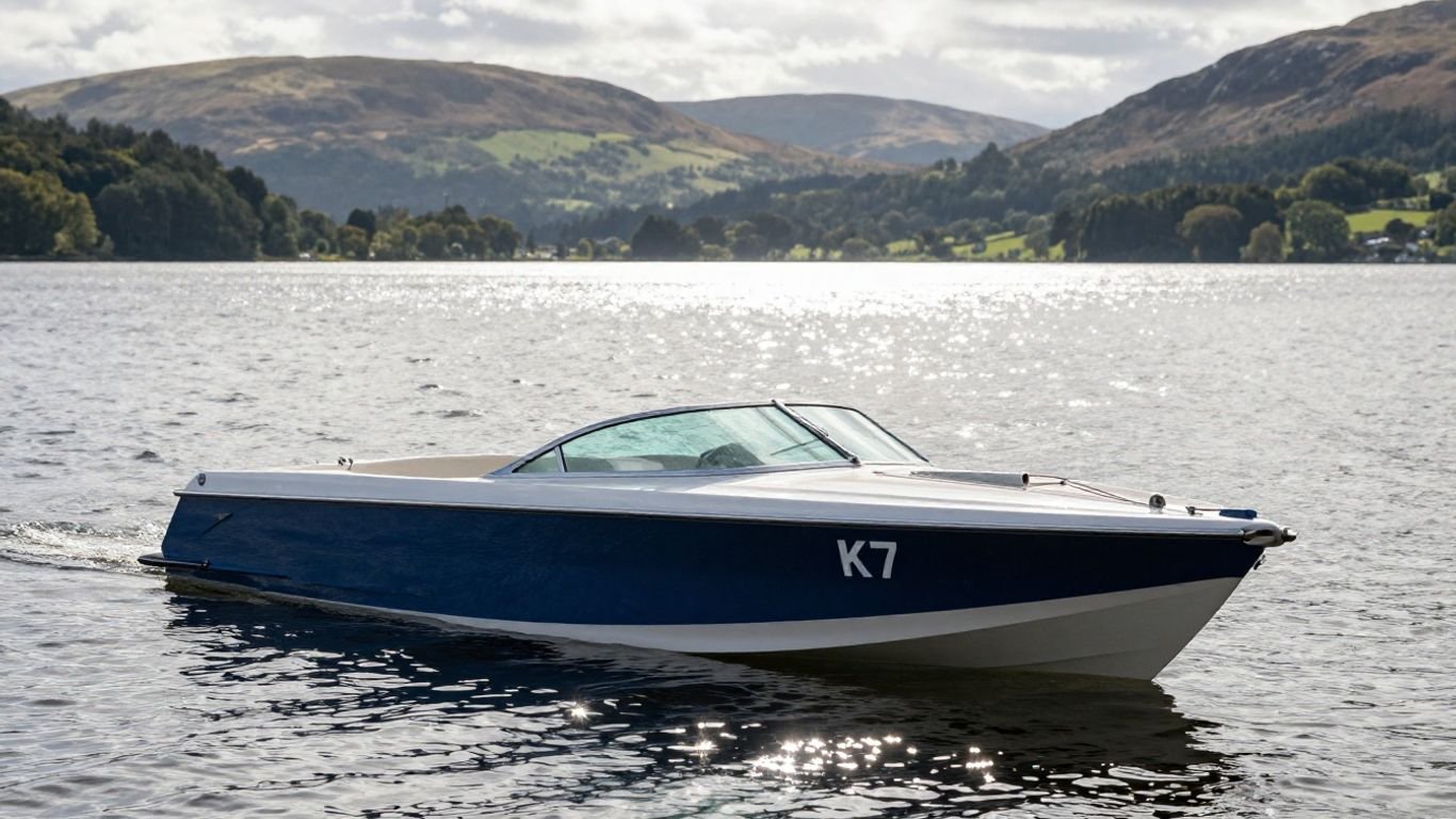 Bluebird K7 speed boat on Coniston Water.