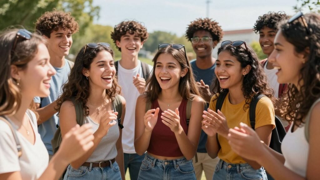 Diverse group of teenagers from around the world