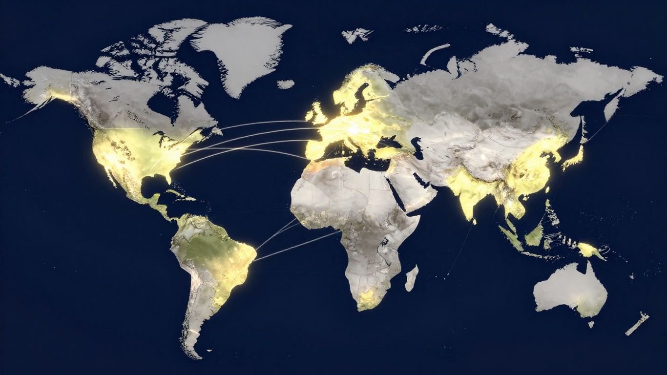 World map showing countries with spheres of influence.