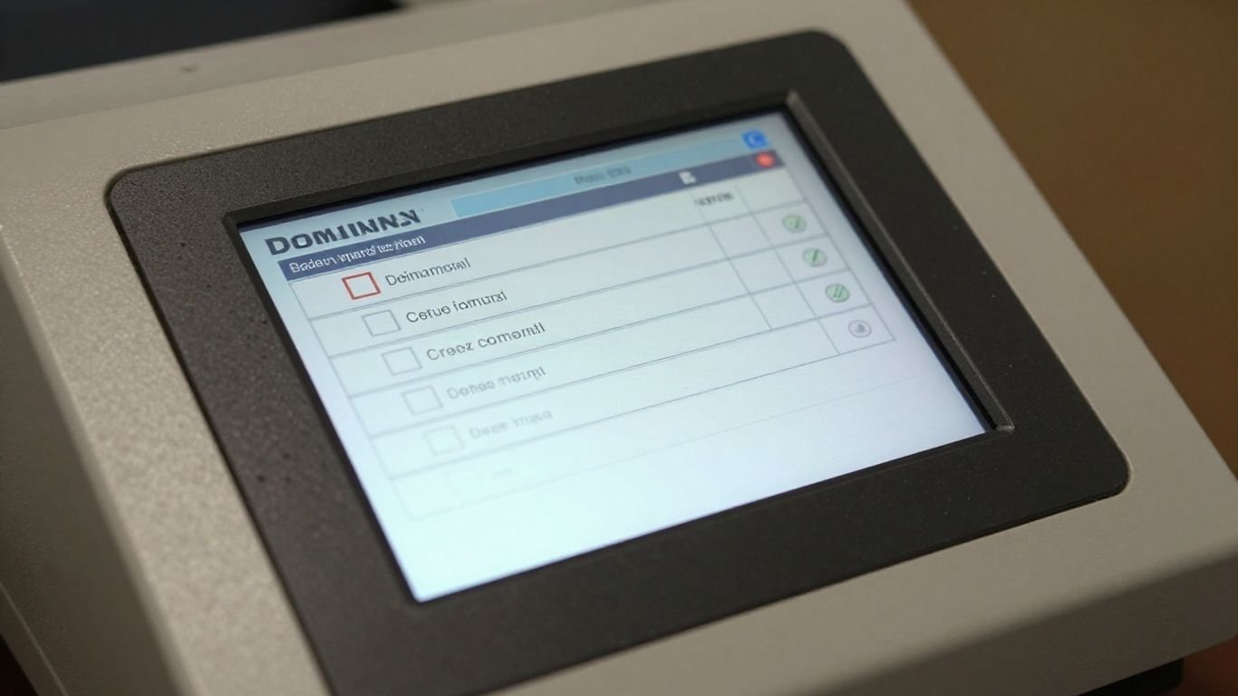 Dominion voting machine touchscreen interface displaying a ballot.