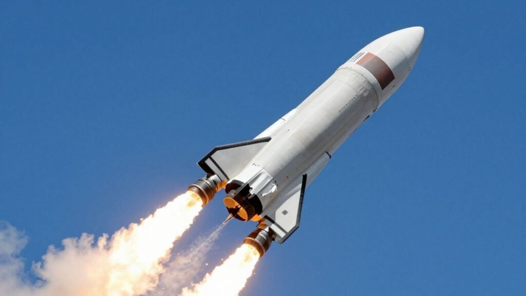 SpaceX rocket launching into the sky.