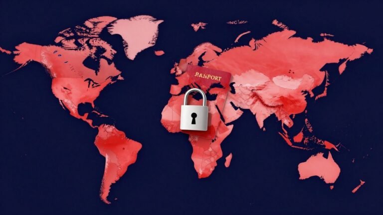 World map showing difficult countries for citizenship.