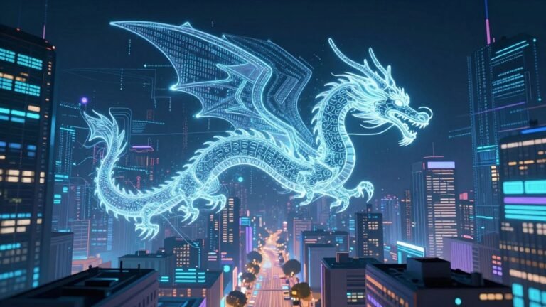 China's AI token futures market concept art.