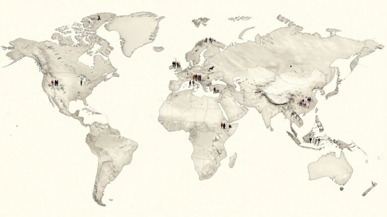 World map with small diaspora population clusters.