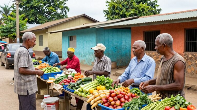 Elderly people in a lively developing country market.