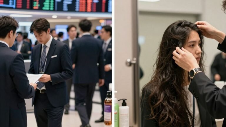 Financial markets and hair care journey comparison.