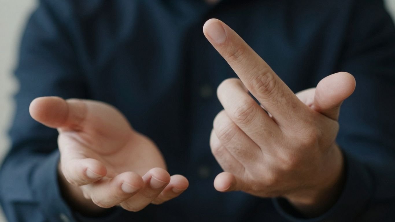 Hands making repeated gestures in a political context.