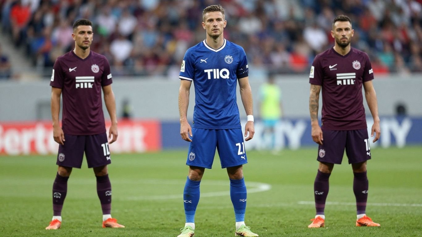 Szoboszlai, Jones, and Tsimikas on a football pitch.