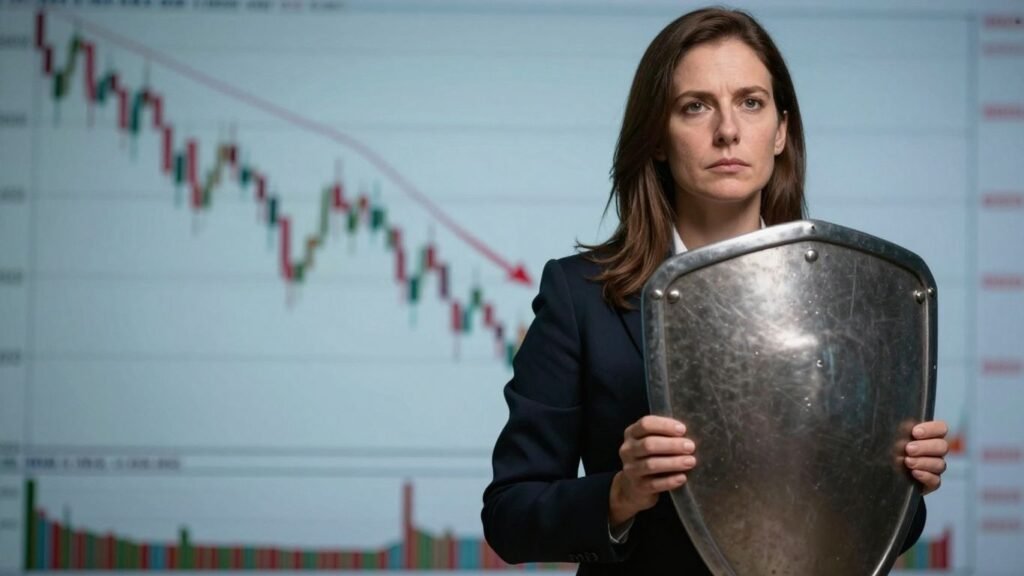 Policymaker stops stock market crash with a shield.