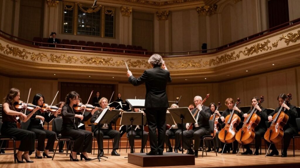 Orchestra and soprano performing at the BBC Proms.
