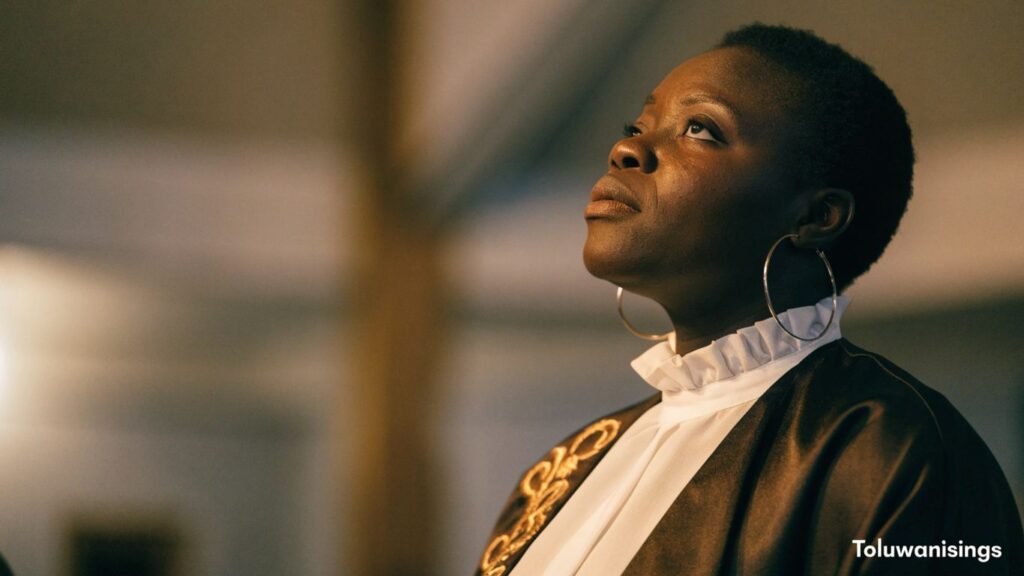 Nigerian gospel singer in a softly lit church