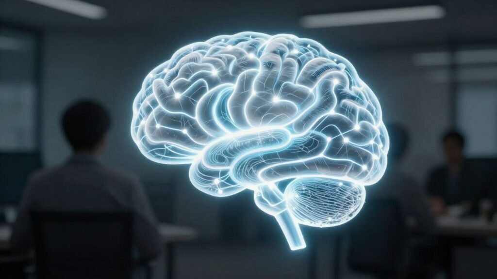 AI brain versus unclear office environment